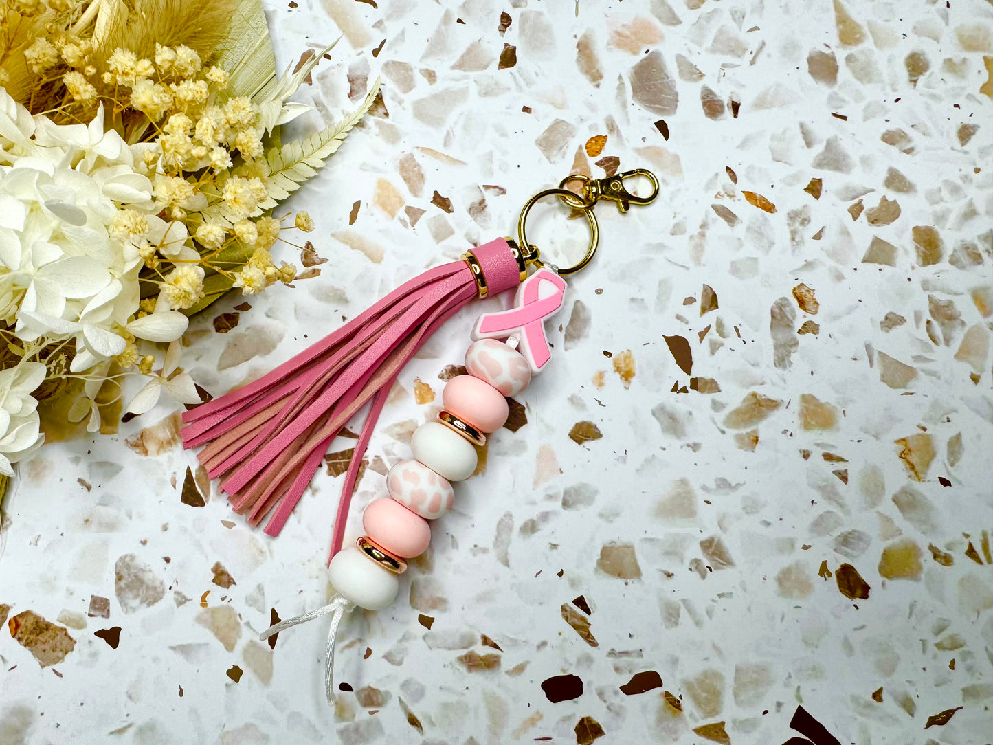 Breast Cancer Awareness Keychain With Tassel