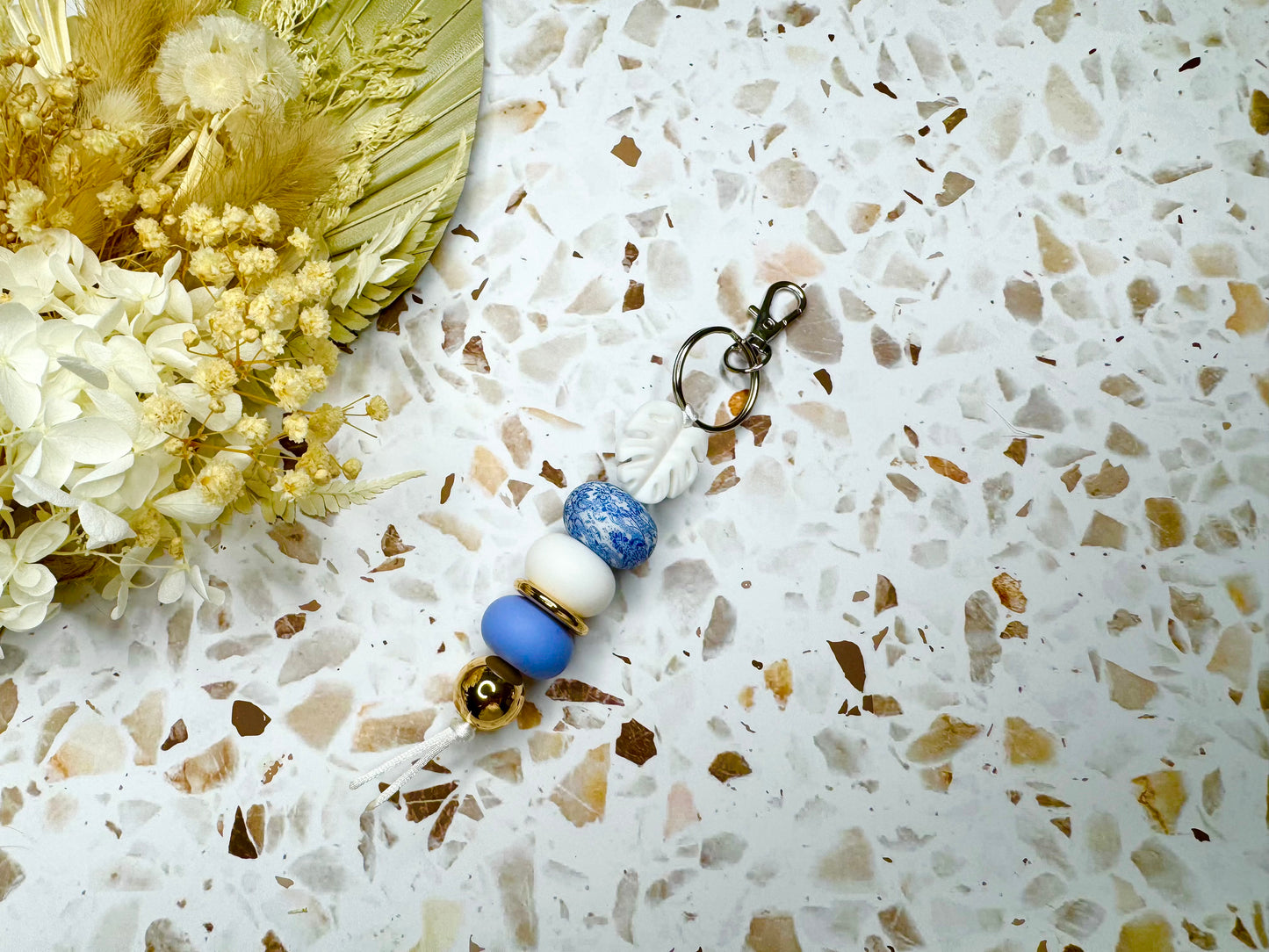 Monstera Blue Lace Keychain