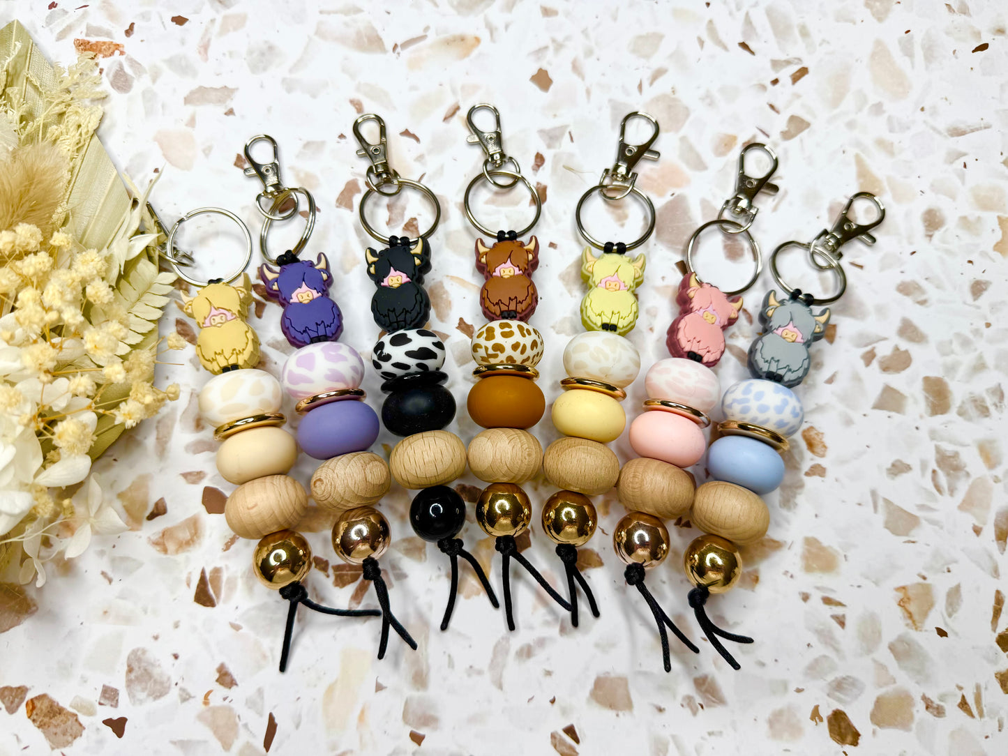 Standing Highland Cow Keychain