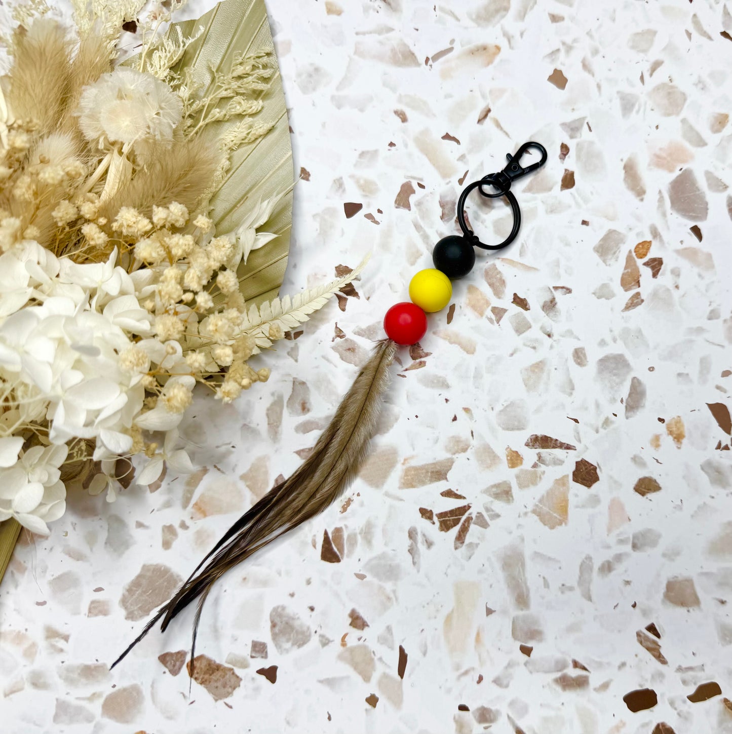 Aboriginal Emu Feather Keychain