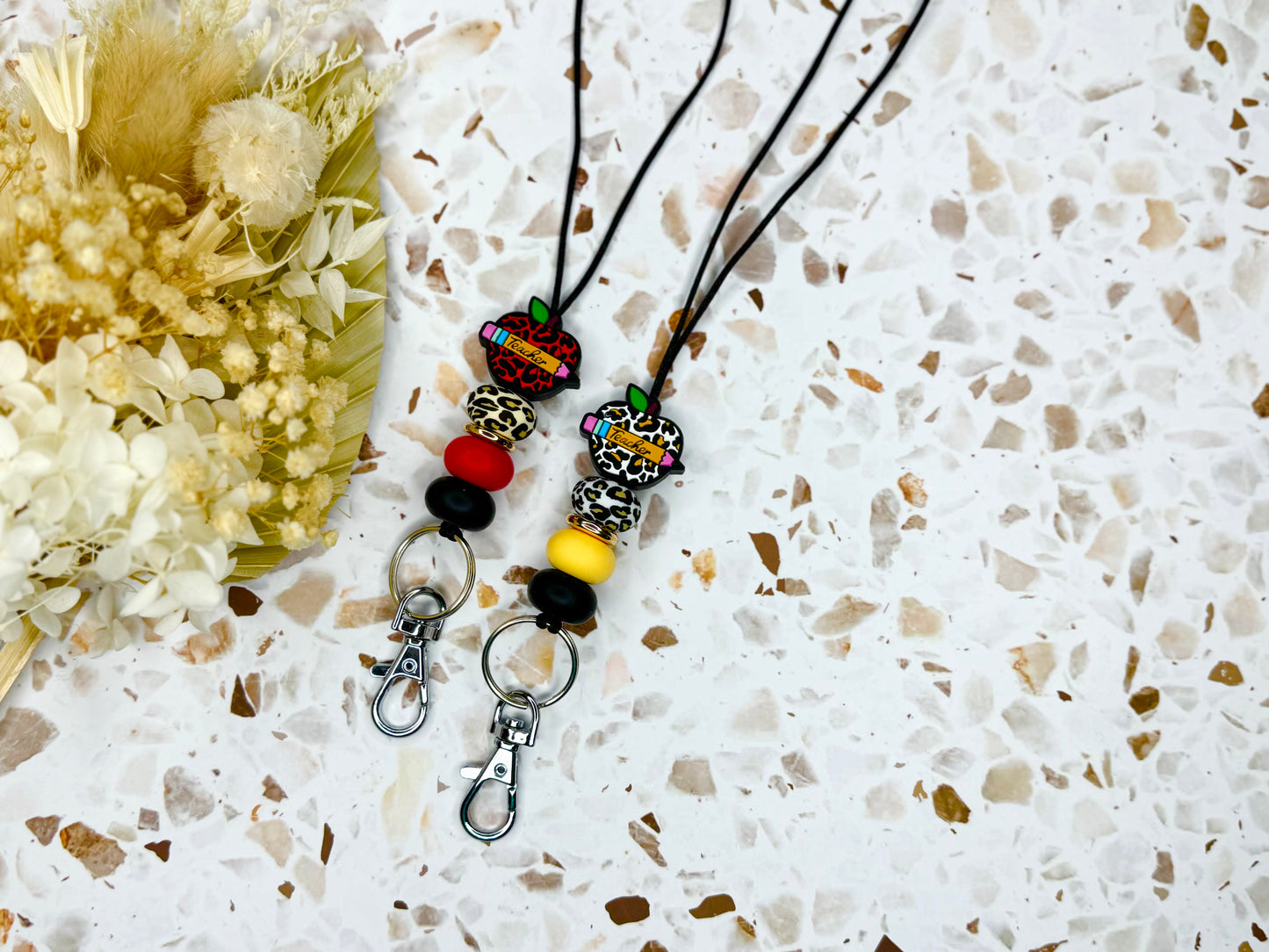 Teacher Leopard Print Lanyard