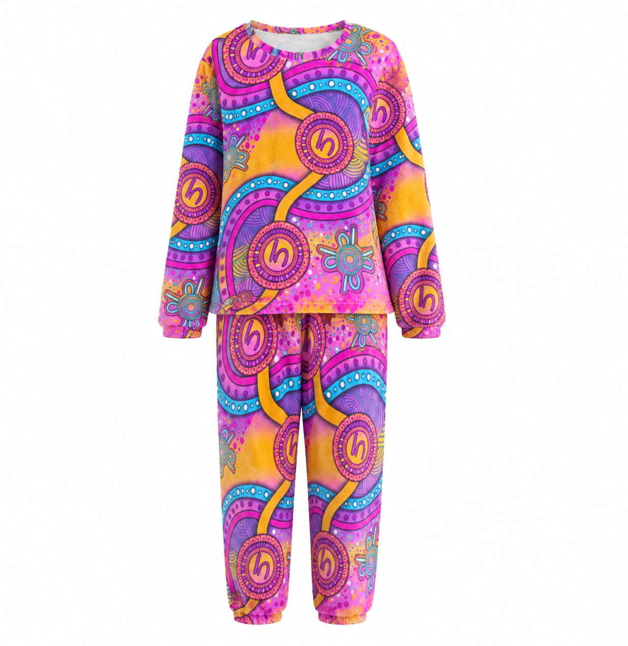 “Walking Together On Country” (Pink) Women plush Pyjamas