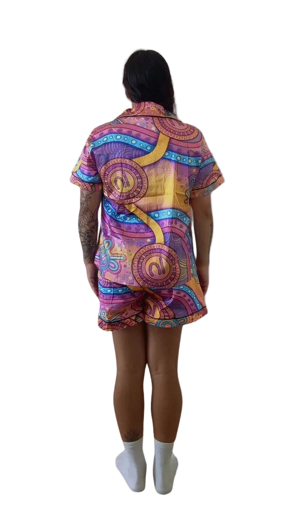 “Walking Together On Country” (Pink) Satin Pyjama Bundle