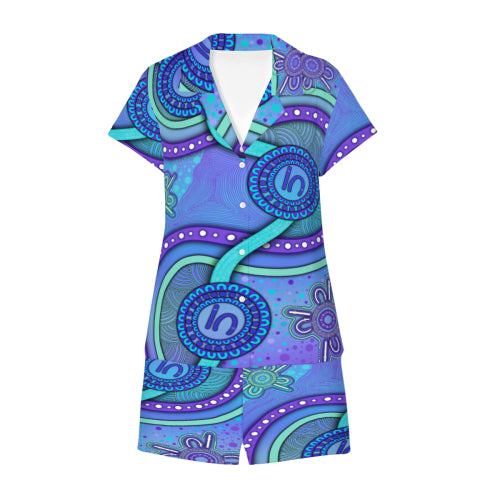 “Walking Together On Country” (Purple) Women’s Cotton Pyjama Set