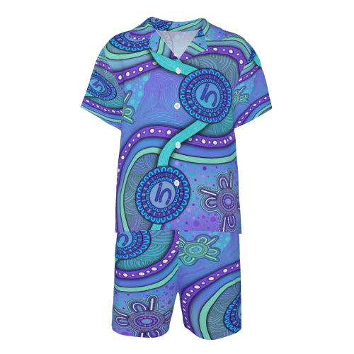 “Walking Together On Country” (Purple) Kids Cotton Pyjama Set