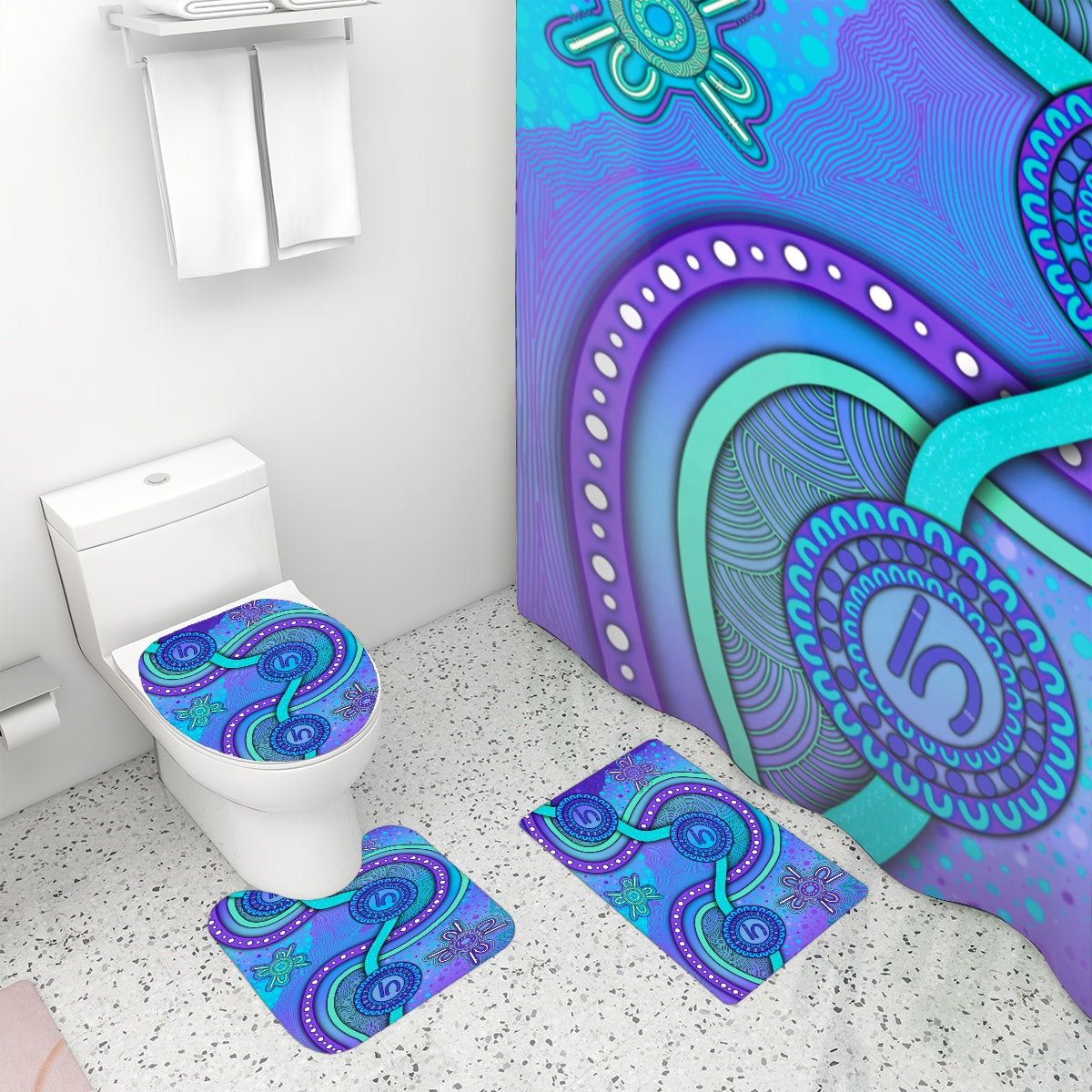 “Walking Together On Country” (purple) Bathroom set