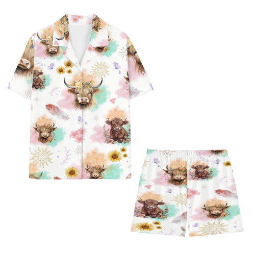 “Highland Cow” Women’s Cotton Pyjama Set