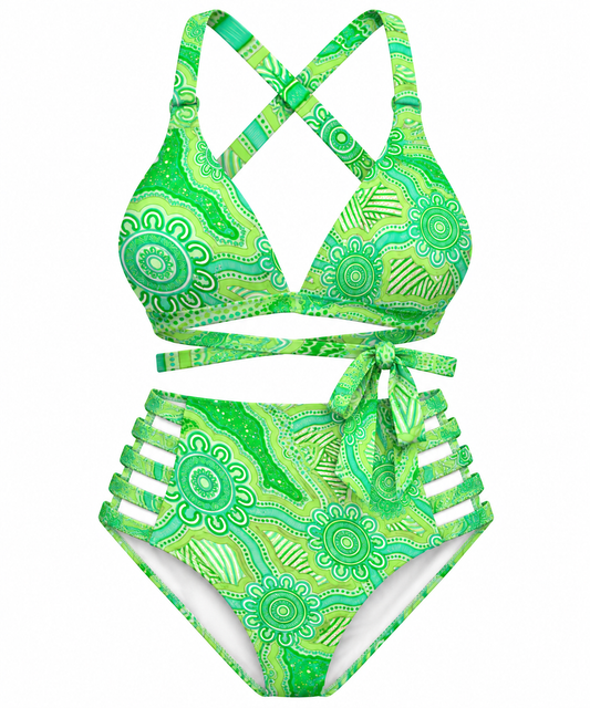 “Tracks Of Country” women’s High Wasted Bikini Set