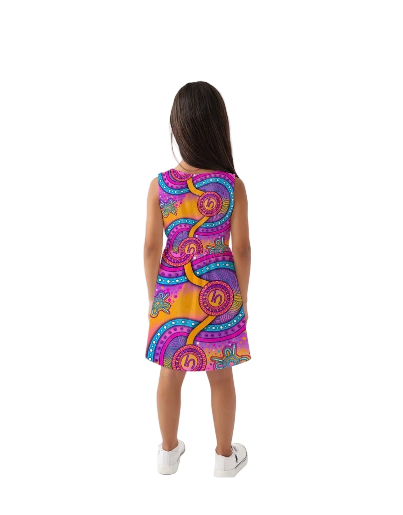 “Walking Together On Country” (Pink) Kids Nanna Dress