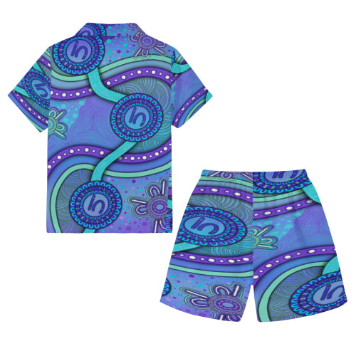 “Walking Together On Country” (Purple) Kids Cotton Pyjama Set