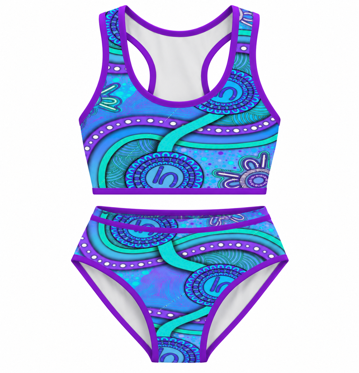 “Walking Together On Country” (Purple) Kids Two Piece Set