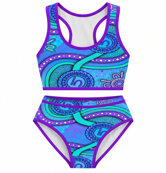 “Walking Together On Country” (Purple) Kids Two Piece Set