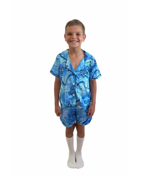 “Rivers Of Sky, Pathways Of Spirit” Kids Satin Pyjama Set