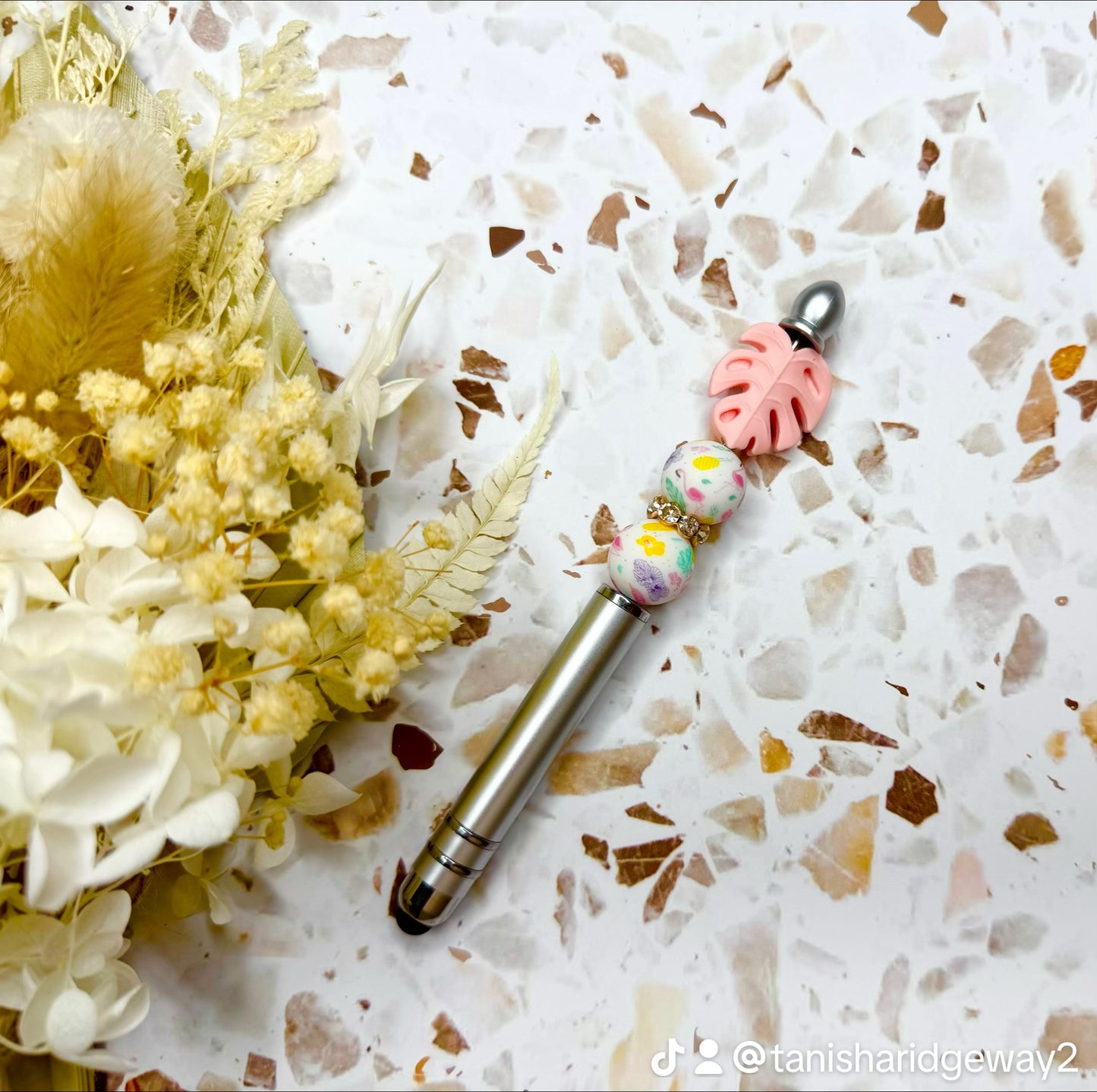 Pink Monstera Leaf Touch Pen