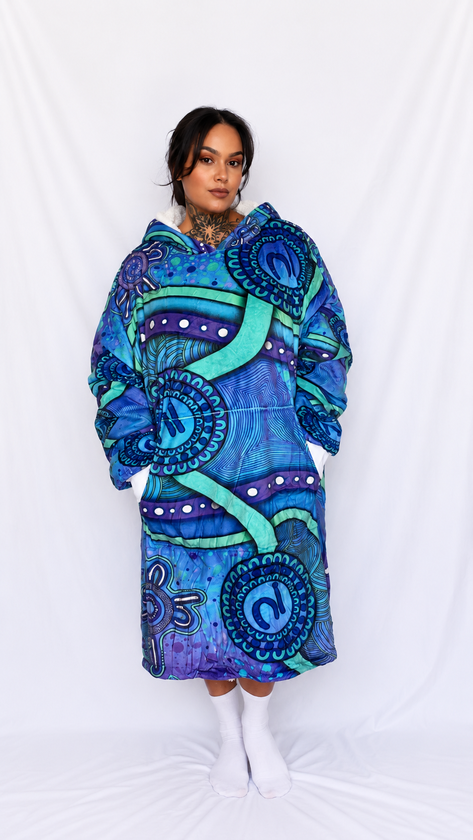 “Walking Together On Country” (Purple) adult Oversized Hoodie