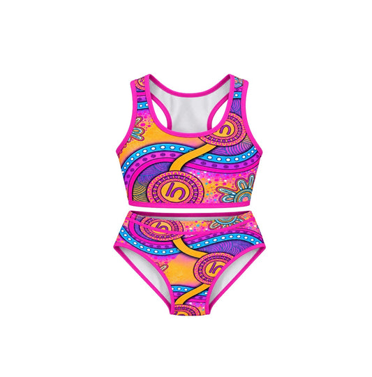“Walking Together On Country” (Pink) Kids Two Piece Set