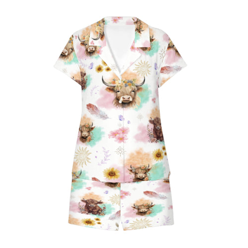 “Highland Cow” Women’s Cotton Pyjama Set