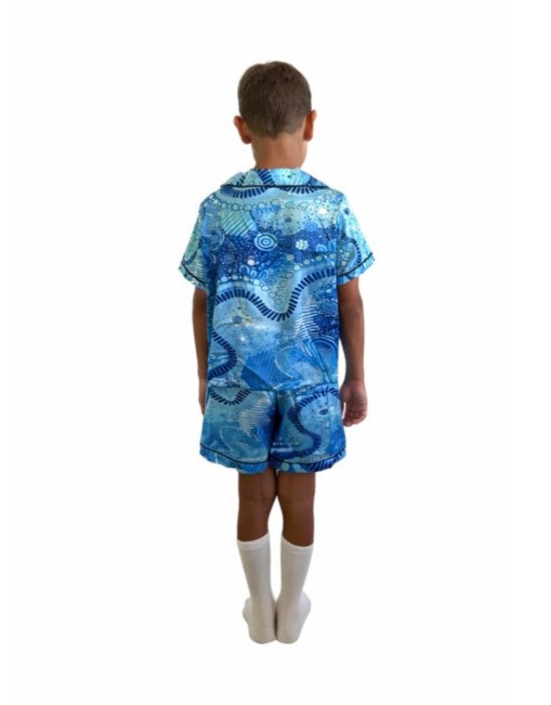 “Rivers Of Sky, Pathways Of Spirit” Kids Satin Pyjama Set