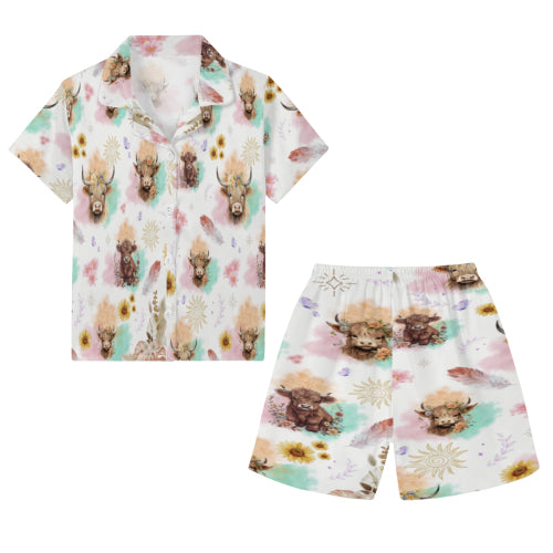 “Highland Cow” Kids Cotton Pyjama Set