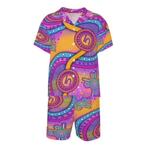 “Walking Together On Country” (Pink) Kids Cotton Pyjama Set