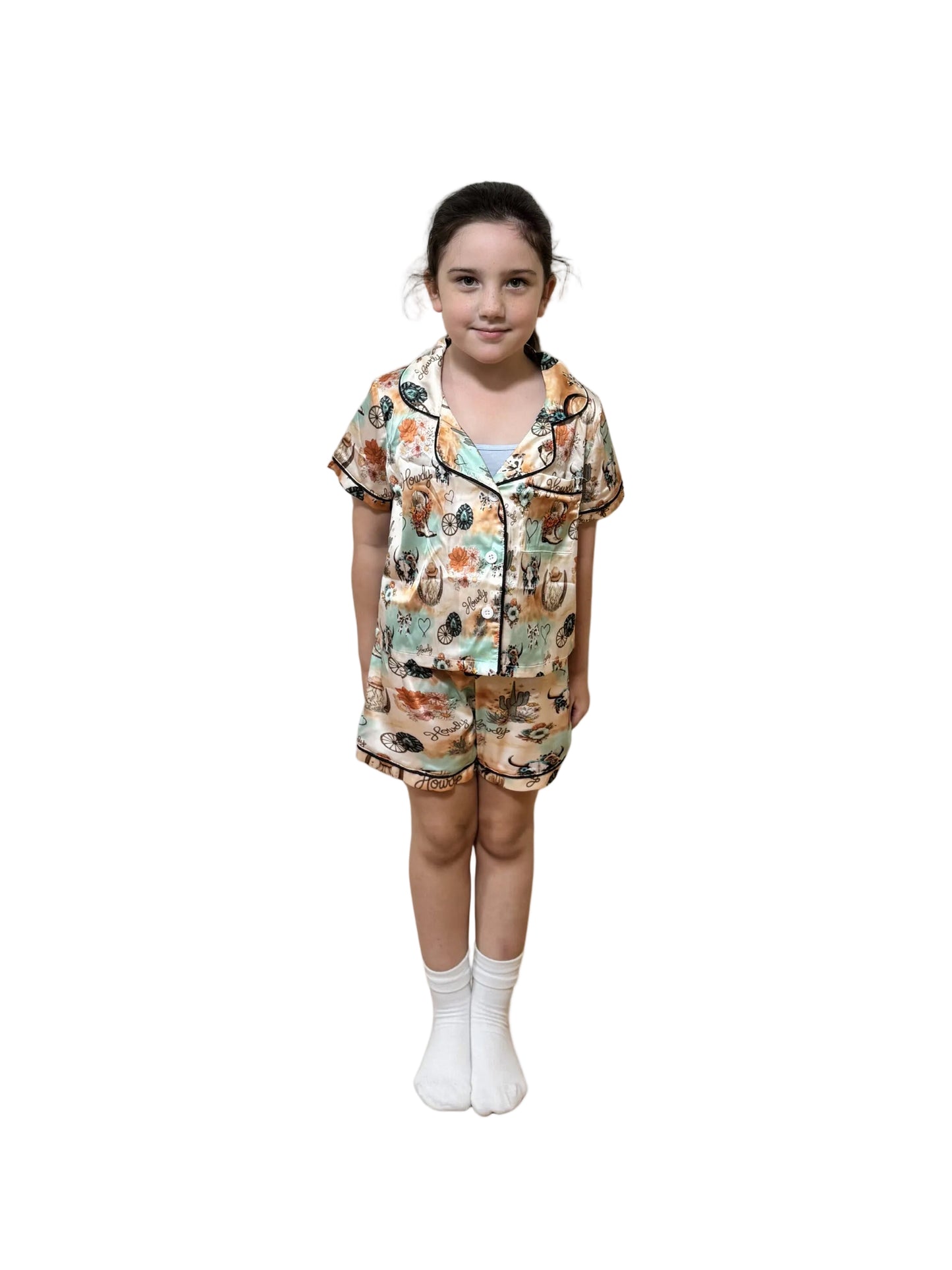“Cow Girl” Kids Satin Pyjama Set