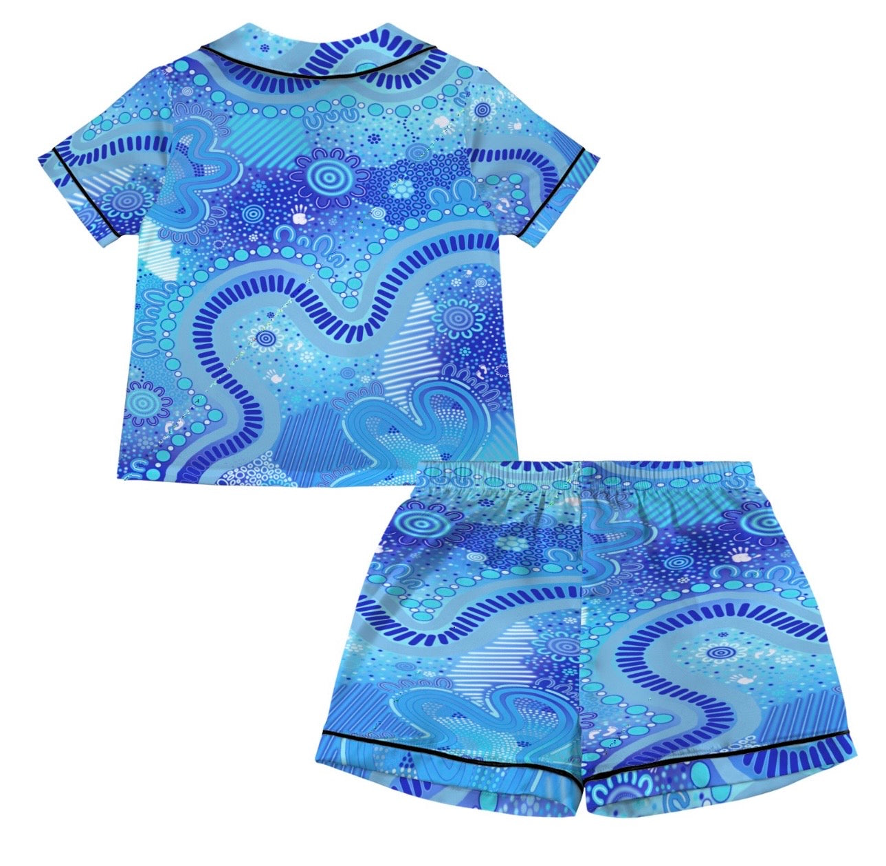 “Rivers Of Sky, Pathways Of Spirit” Kids Satin Pyjama Set
