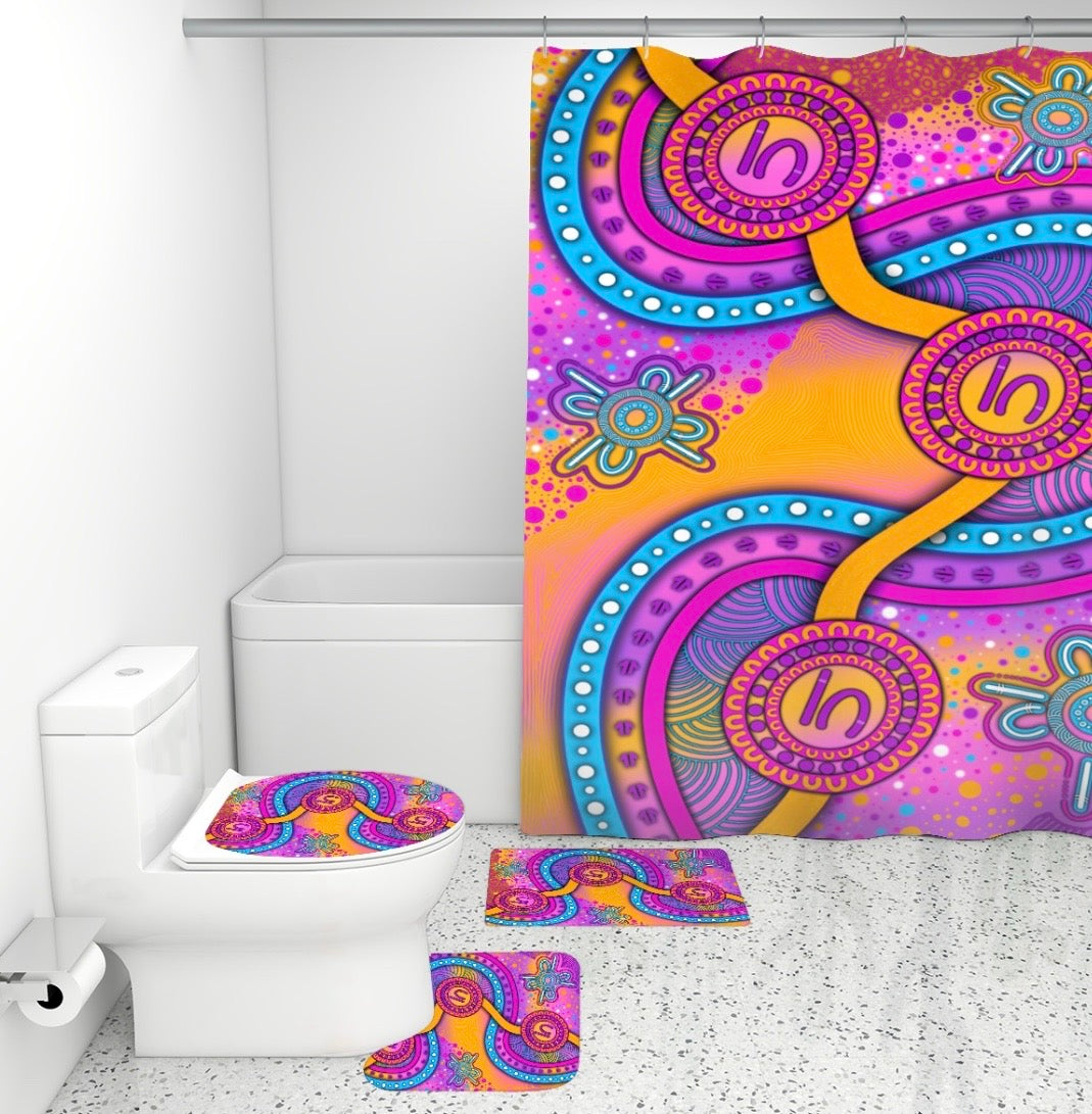 “Walking Together On Country” (Pink) Bathroom set