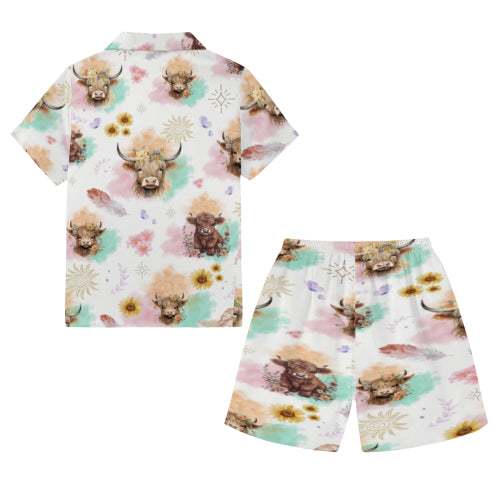 “Highland Cow” Kids Cotton Pyjama Set