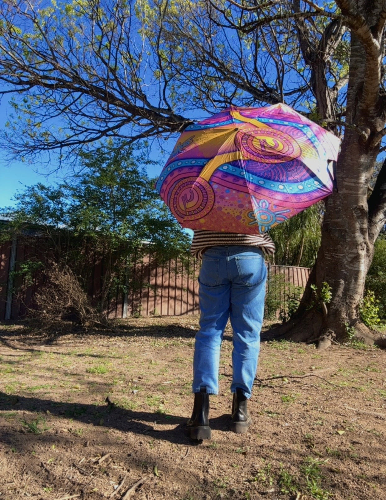 “Walking Together On Country” (Pink) Umbrella