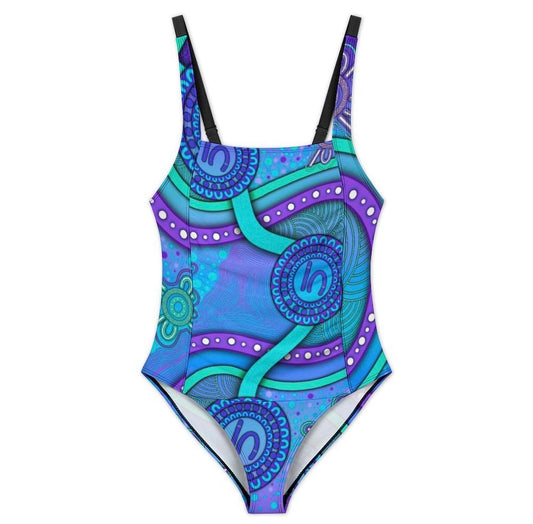 “Walking Together On Country” (Purple) women’s One Piece