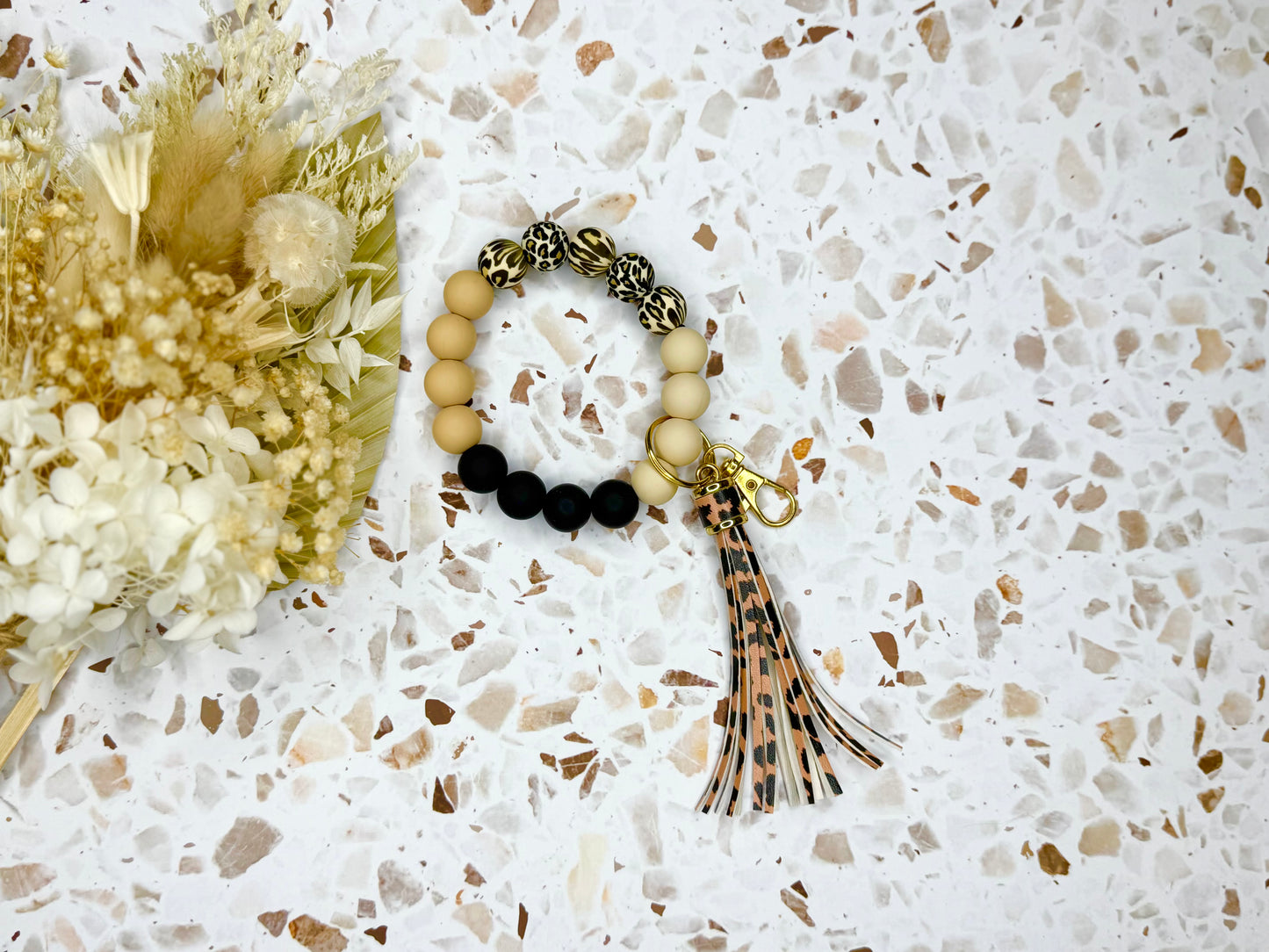 Leopard Print Wristlet With Tassel