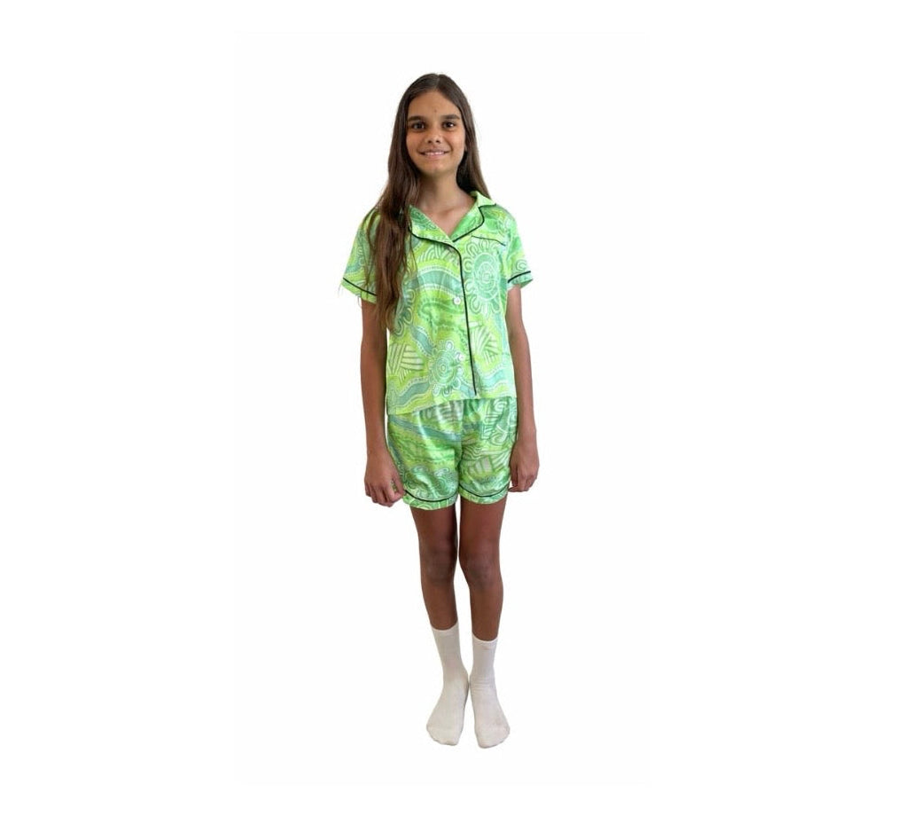 “Tracks Of Country” Kids Satin Pyjama Set