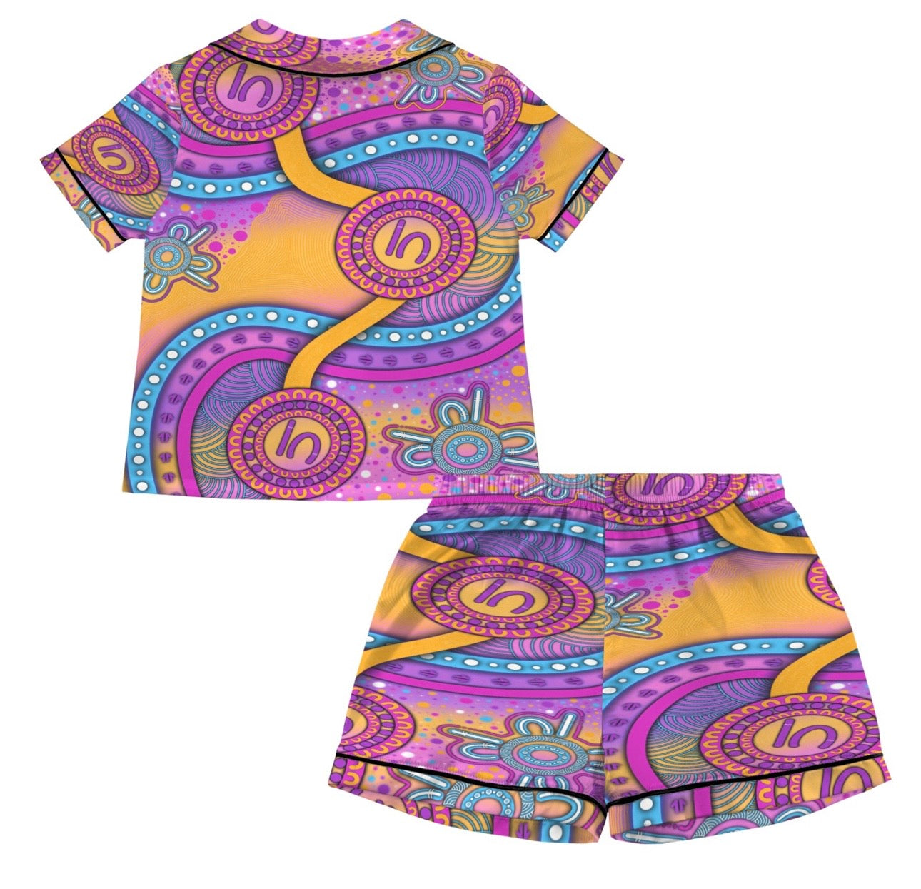 “Walking Together On Country” (Pink) Kids Satin Pyjama Set