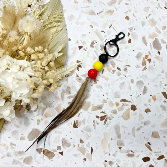 Aboriginal Emu Feather Keychain
