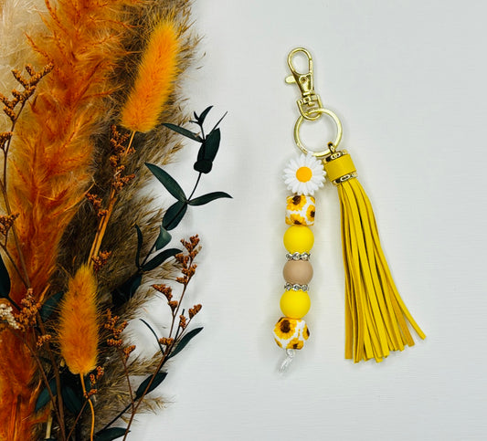 Sunflower Keychain With Tassel