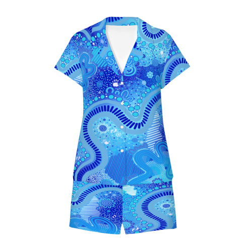 “Rivers Of Sky, Pathways Of Spirit” Women’s Cotton Pyjama Set