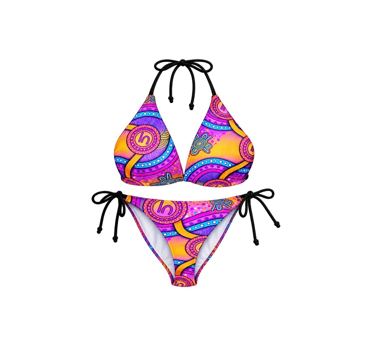 “Walking Together On Country” (Pink) women’s Triangle Bikini Set