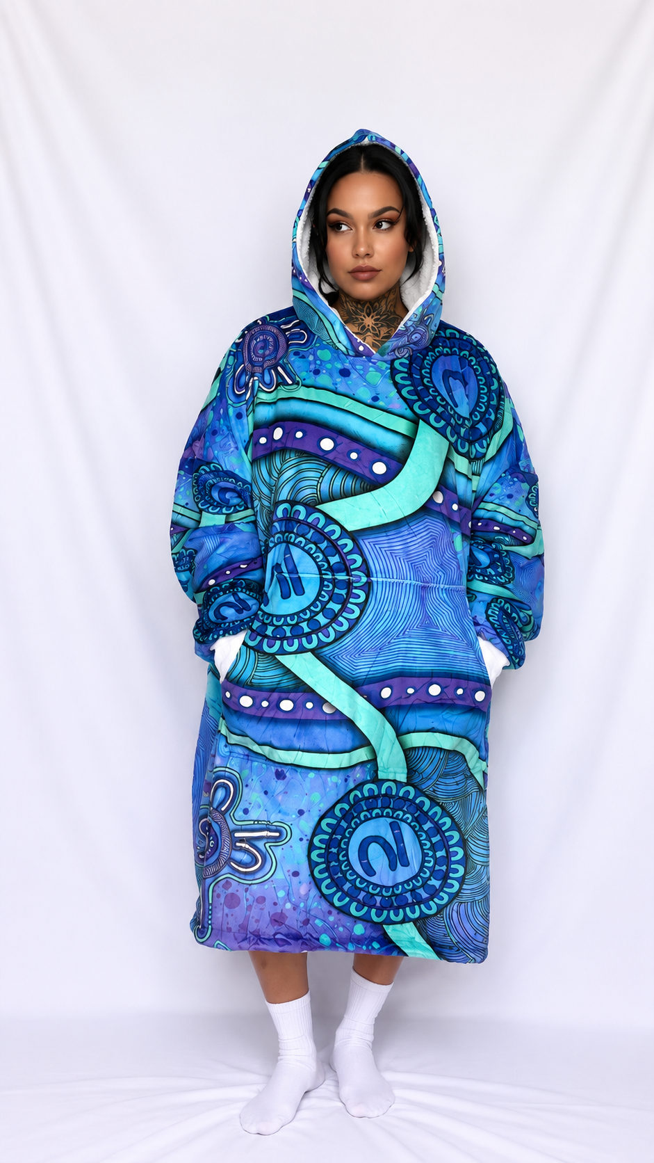“Walking Together On Country” (Purple) adult Oversized Hoodie