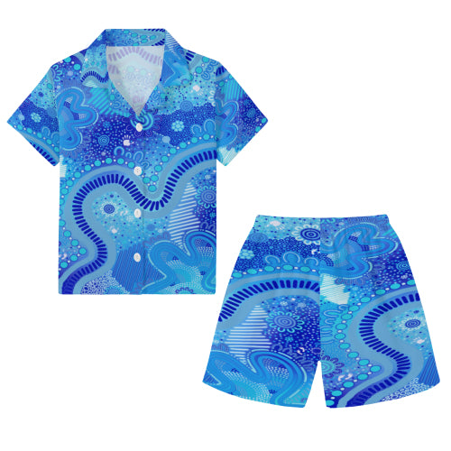 “Rivers Of Sky, Pathways Of Spirit” Kids Cotton Pyjama Set