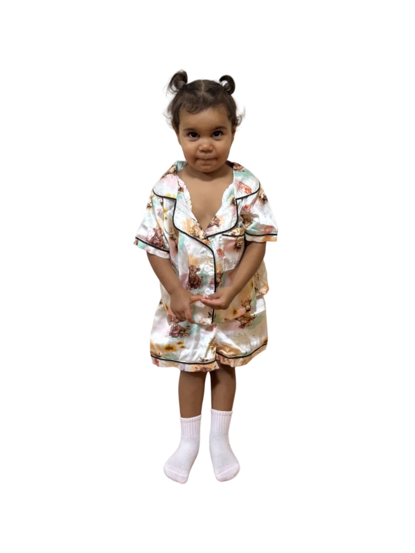 “Highland Cow” Kids Satins Pyjama Set