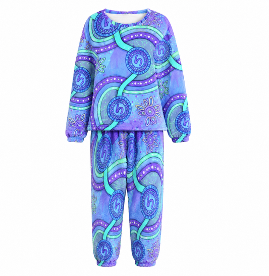 “Walking Together On Country” (Purple) Women plush Pyjamas
