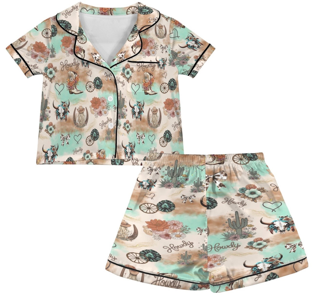 “Cow Girl” Kids Satin Pyjama Set