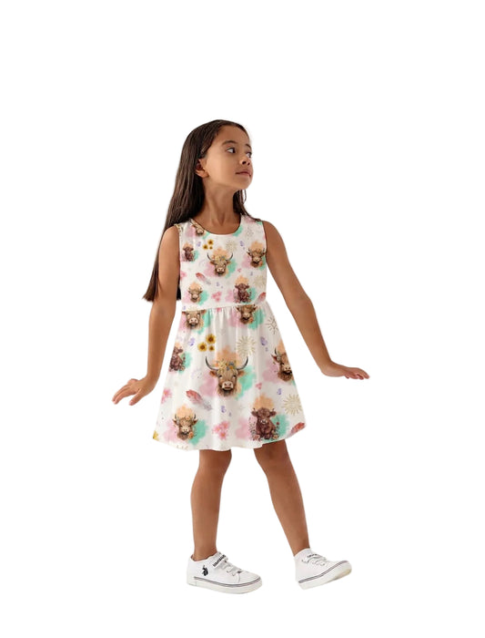 “Highland Cow” Kids Nanna Dress