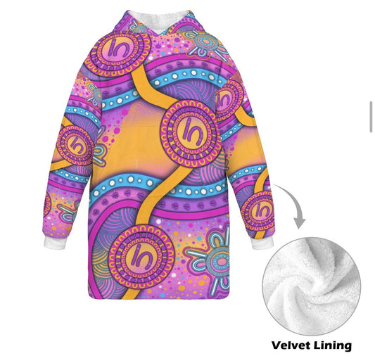 “Walking Together On Country” (Pink) Kids Oversized Hoodie