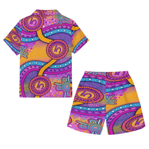 “Walking Together On Country” (Pink) Kids Cotton Pyjama Set