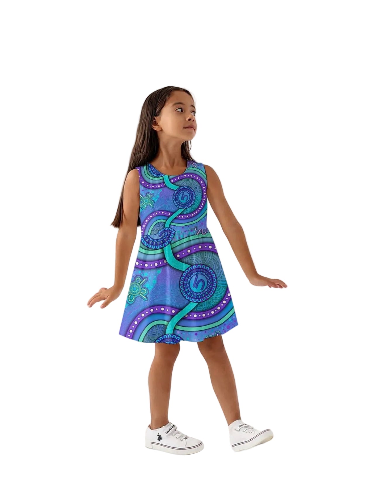 “Walking Together On Country” (Purple) Kids Nanna Dress