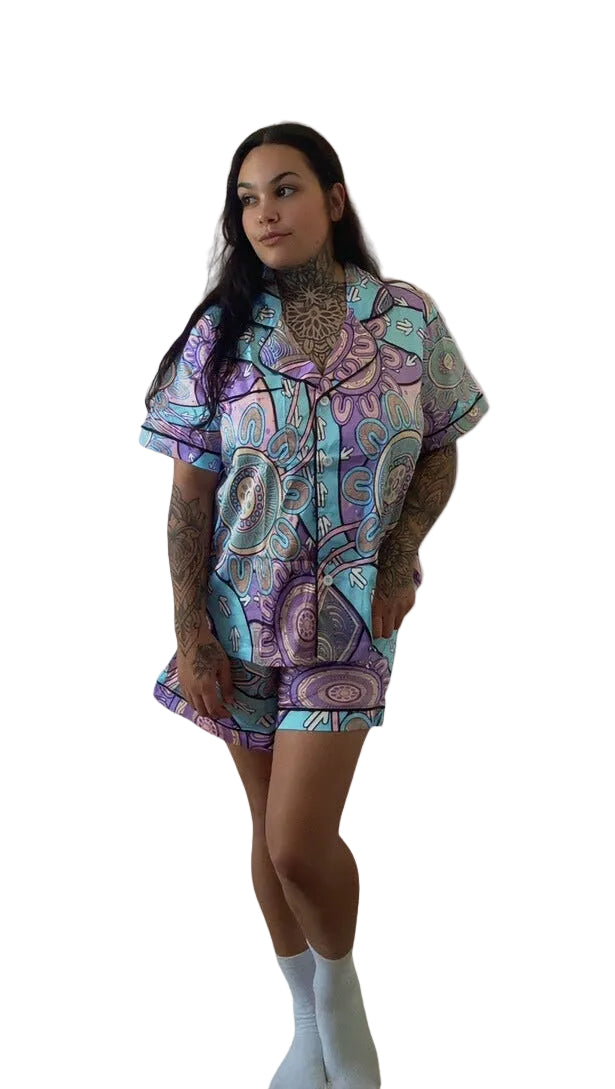 “The Flow Of Connection” Women’s Satin Pyjamas Set – Yuluwirri Creations